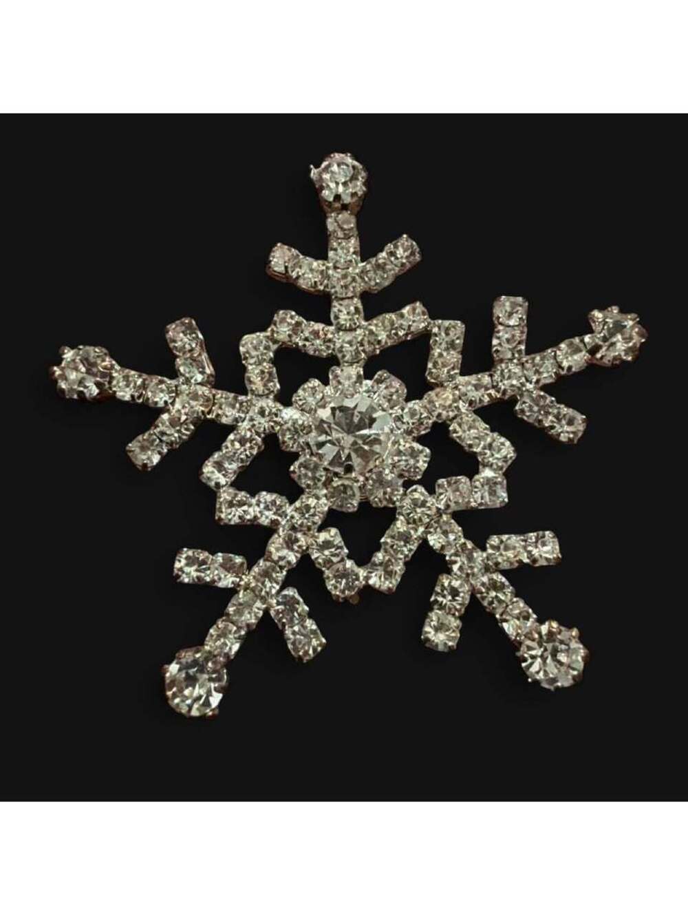 Vintage Snowflake Rhinestone Brooch Pin